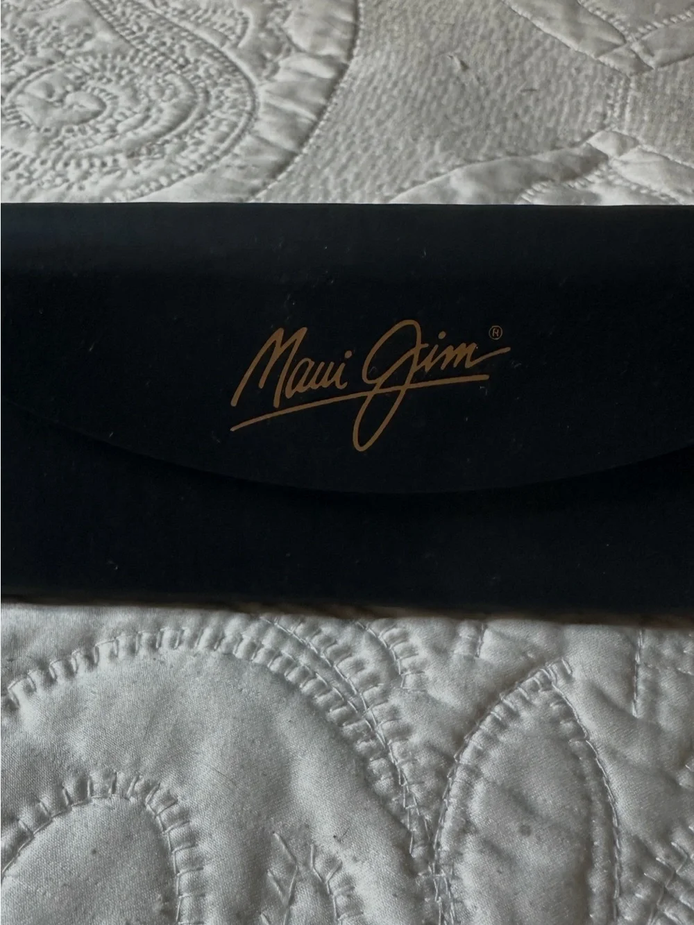 Maui Jim Black Sunglasses Case with Gold Script Logo